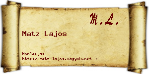 Matz Lajos névjegykártya